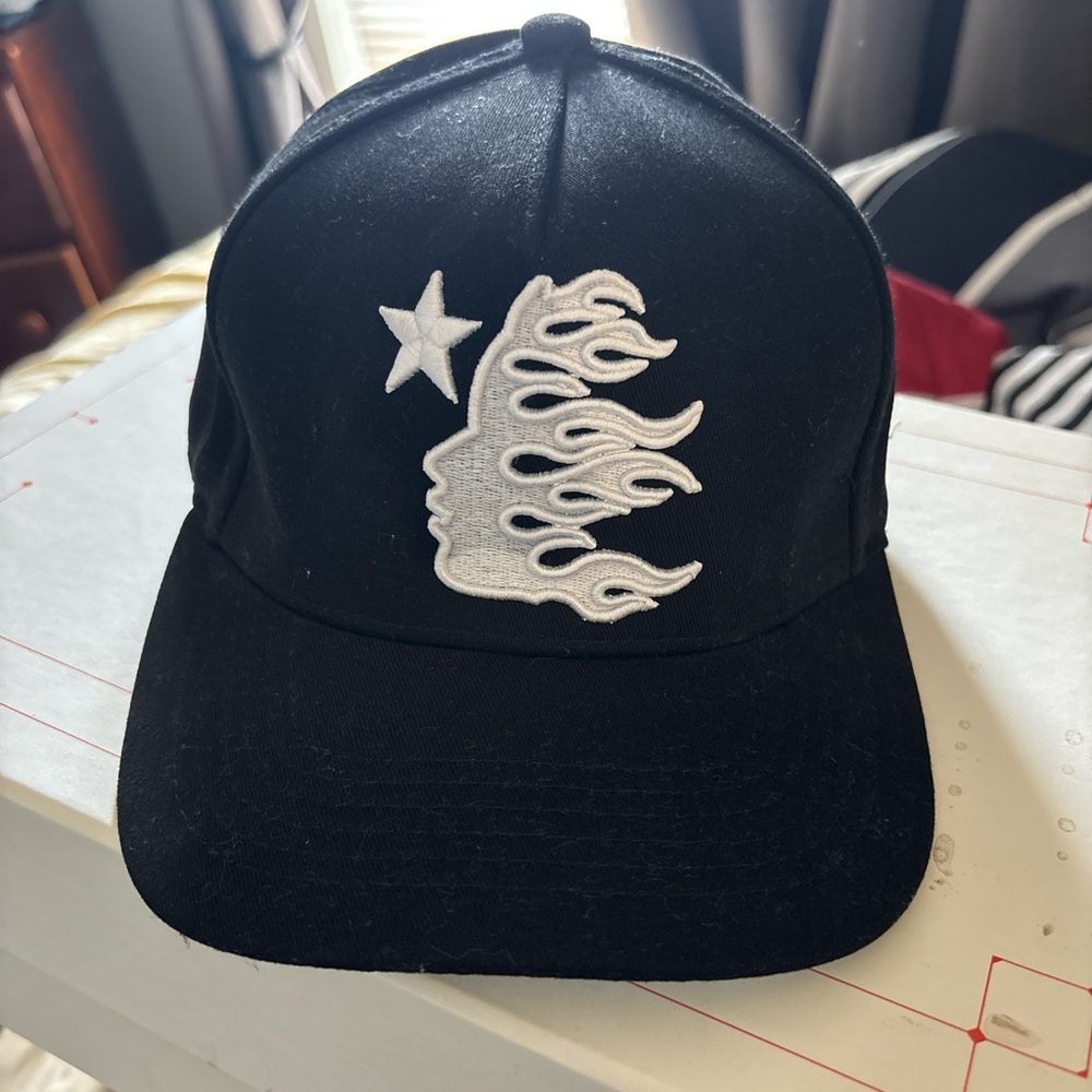 Black Cap with White Embroidery